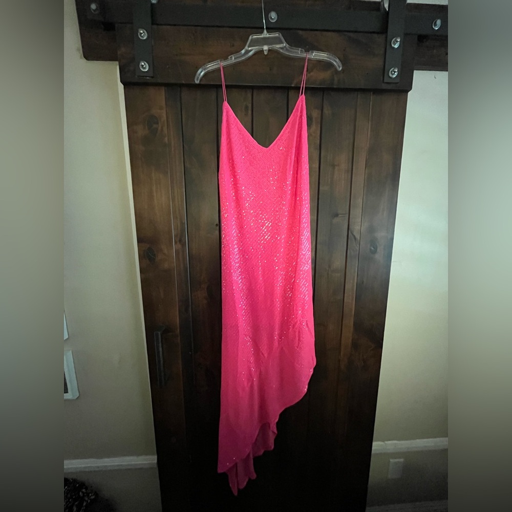 Elegant Pink Sequin Evening Dress